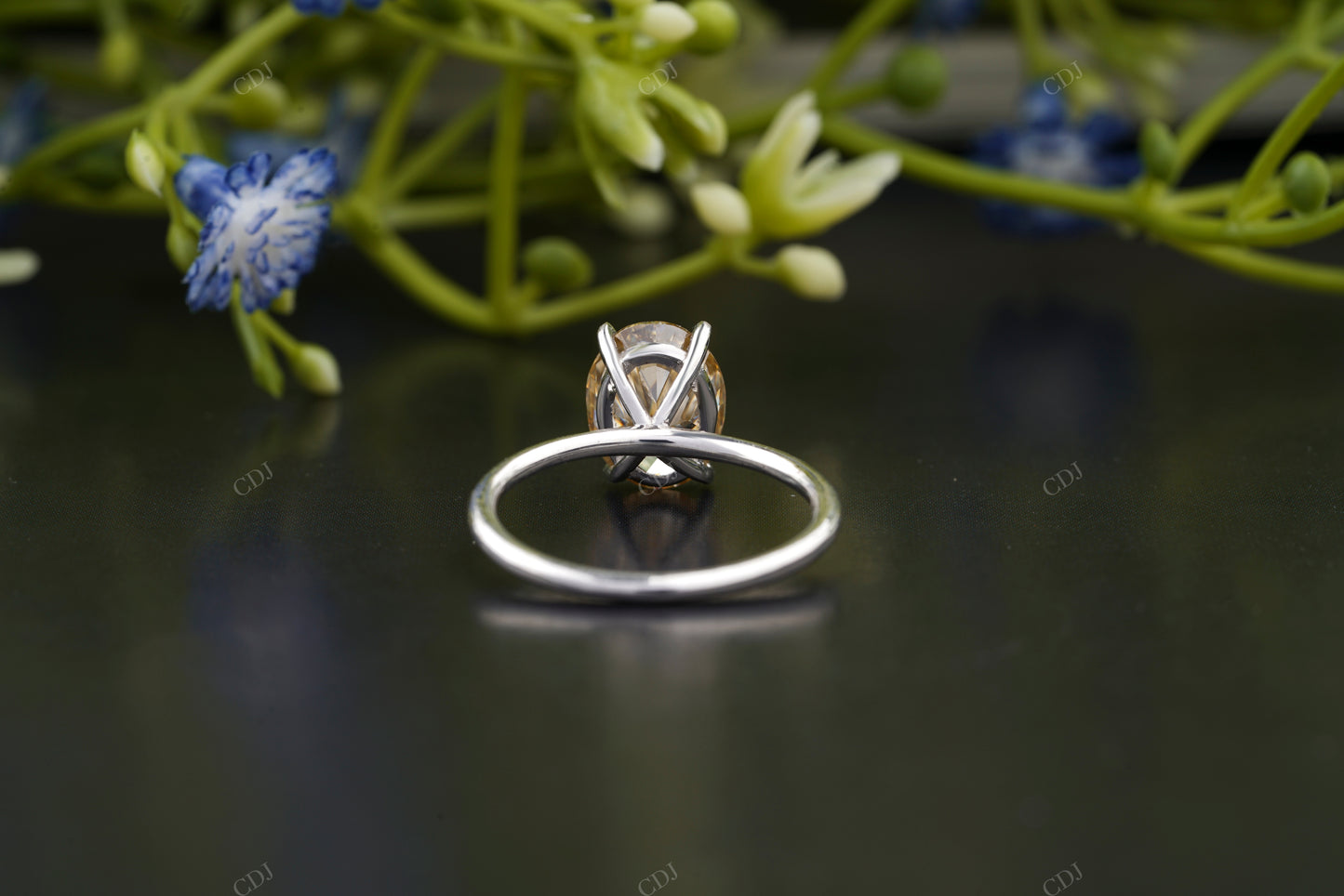Oval Cut Champagne Moissanite Ring