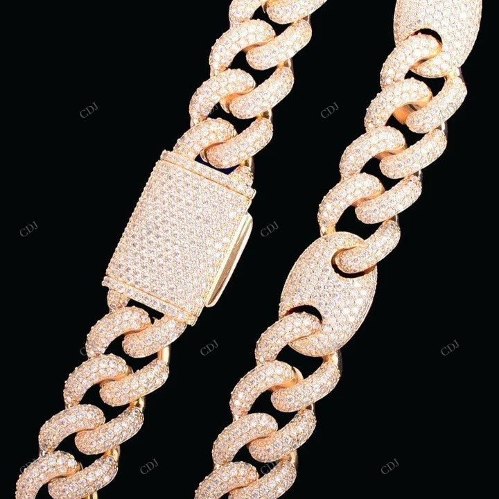 Pig Nose Moissanite Silver Cuban Link Chain For Unisex CustomDiamJewel