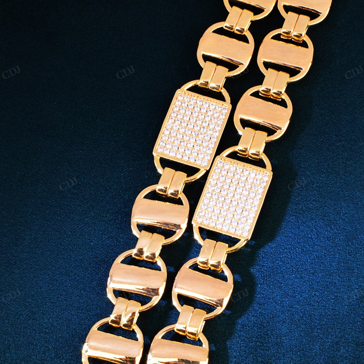 14mm Square Clustered Mariner Link Cuban Chain hip hop jewelry CustomDiamJewel