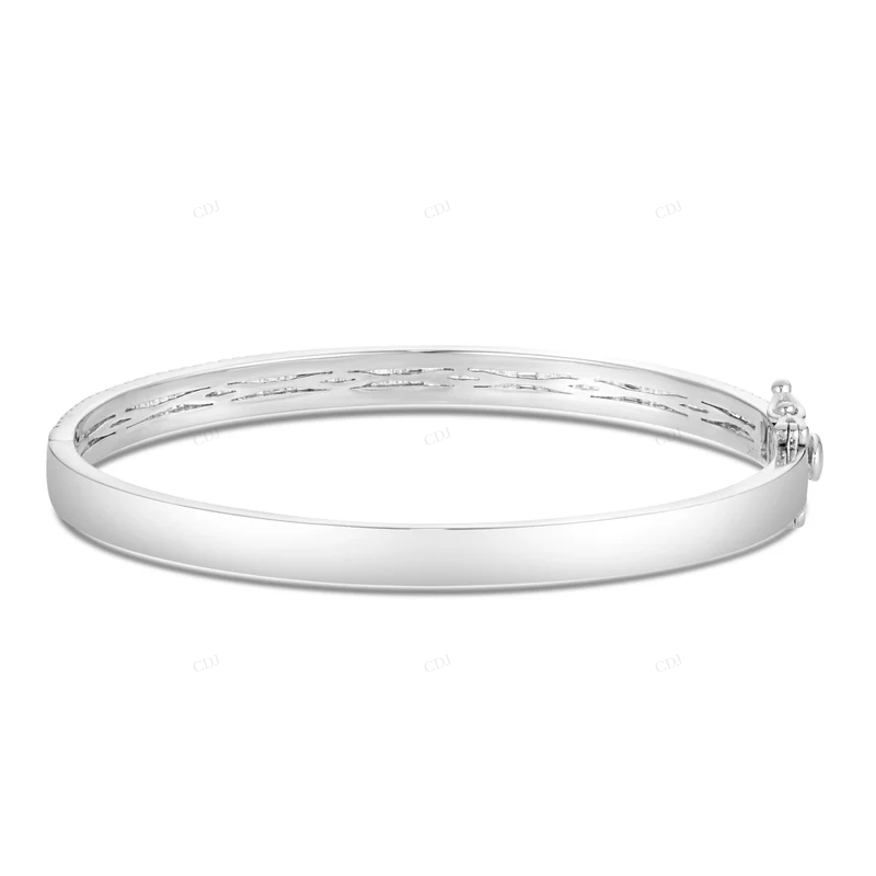 925 Sterling Silver Baguette & Round Cut Diamond Bengal Bracelet CustomDiamJewel