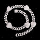 925 Silver Heart Cuban Link Chain Anniversary Gift CustomDiamJewel