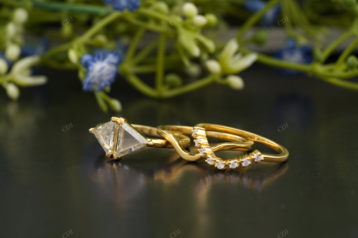 Triangle Cut Moissanite Diamond Bridal Set