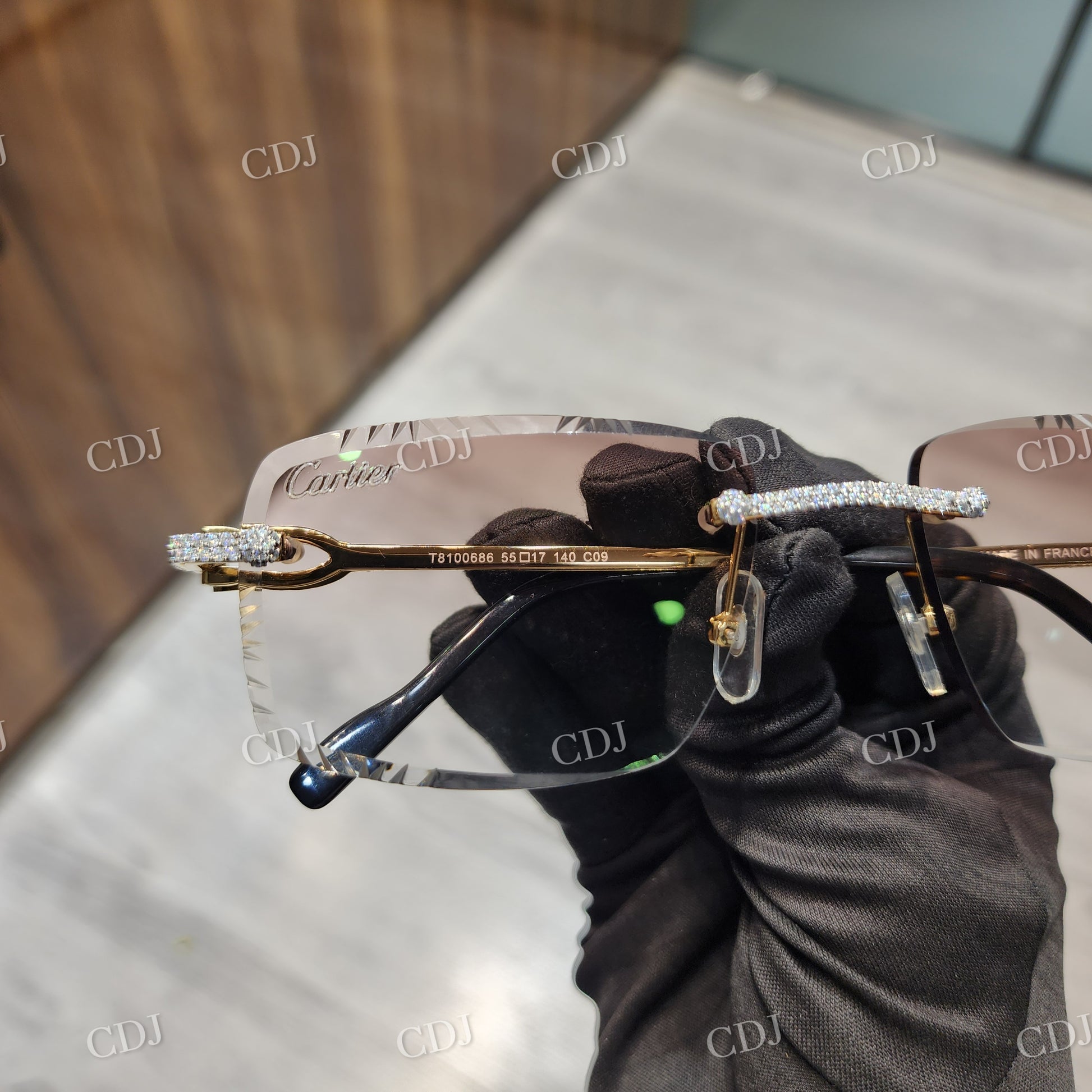 Luxurious Brown Square Lens VVS Moissanite Sunglasses hip hop jewelry CustomDiamJewel