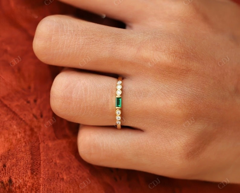 0.22CT Emerald Baguette Natural Diamond Wedding Band  customdiamjewel   