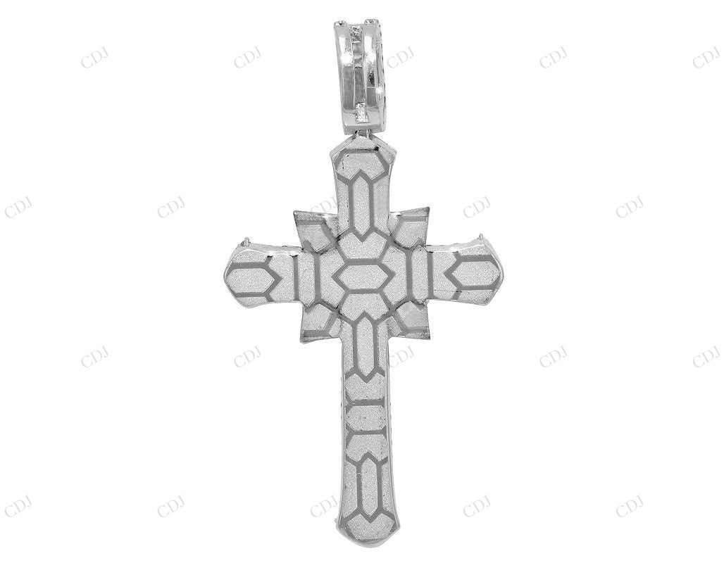 Designer Lab Grown Diamond 10K White Gold Cross Pendant Hip Hop Pendent CustomDiamJewel