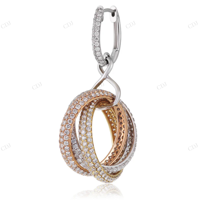 18K Gold 8.75ct Tri-Color Diamond Earrings Stud earrings CustomDiamJewel