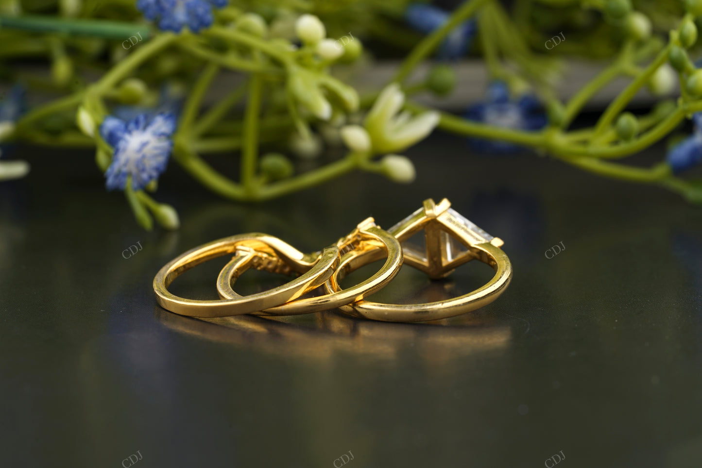 Triangle Cut Moissanite Diamond Bridal Set