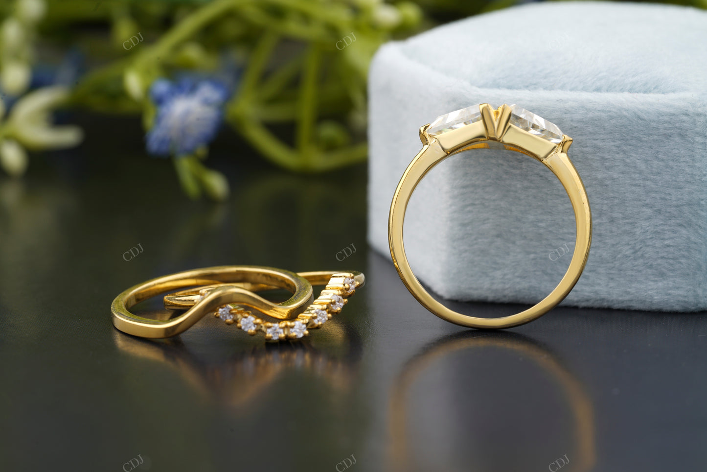 Triangle Cut Moissanite Diamond Bridal Set