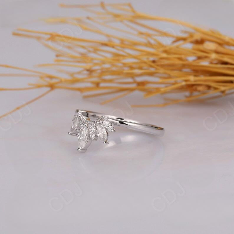 0.36CTW Alternative Round & Marquise Cut Diamond Curved Stacking Wedding Band  customdiamjewel   