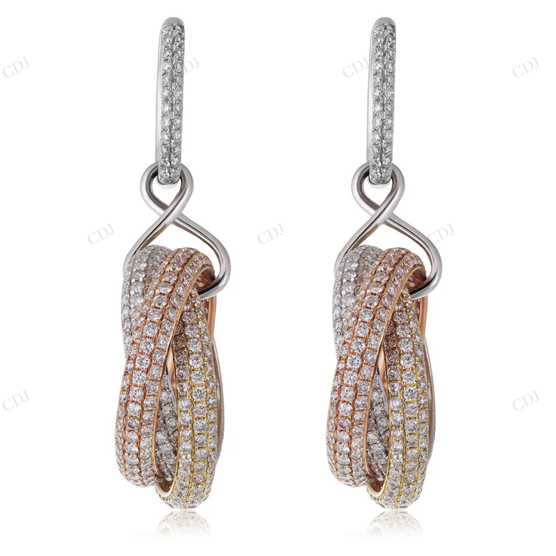 18K Gold 8.75ct Tri-Color Diamond Earrings Stud earrings CustomDiamJewel