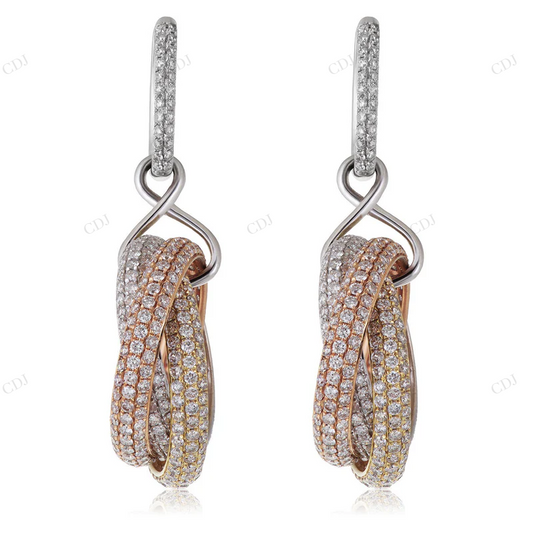 18K Gold 8.75ct Tri-Color Diamond Earrings Stud earrings CustomDiamJewel