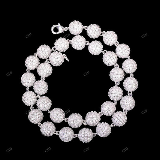 Fully Iced Out Ball Moissanite Chain For Unisex CustomDiamJewel