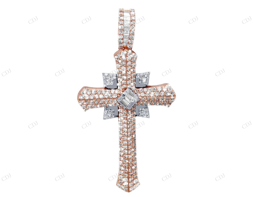 Designer Lab Grown Diamond 10K White Gold Cross Pendant Hip Hop Pendent CustomDiamJewel