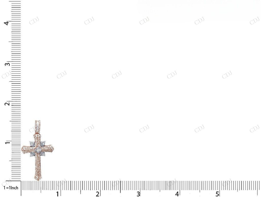 Designer Lab Grown Diamond 10K White Gold Cross Pendant Hip Hop Pendent CustomDiamJewel
