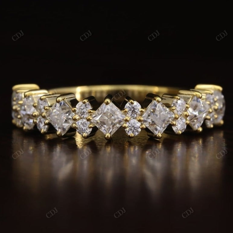 1.26CT Princess and Round Natural Diamond Wedding Band  customdiamjewel 10 KT Solid Gold Yellow Gold VVS-EF