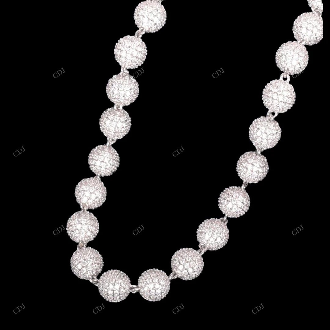 Fully Iced Out Ball Moissanite Chain For Unisex CustomDiamJewel