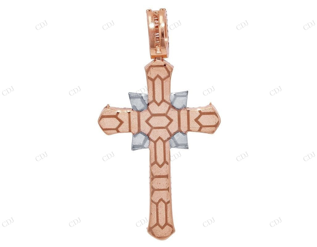 Designer Lab Grown Diamond 10K White Gold Cross Pendant Hip Hop Pendent CustomDiamJewel