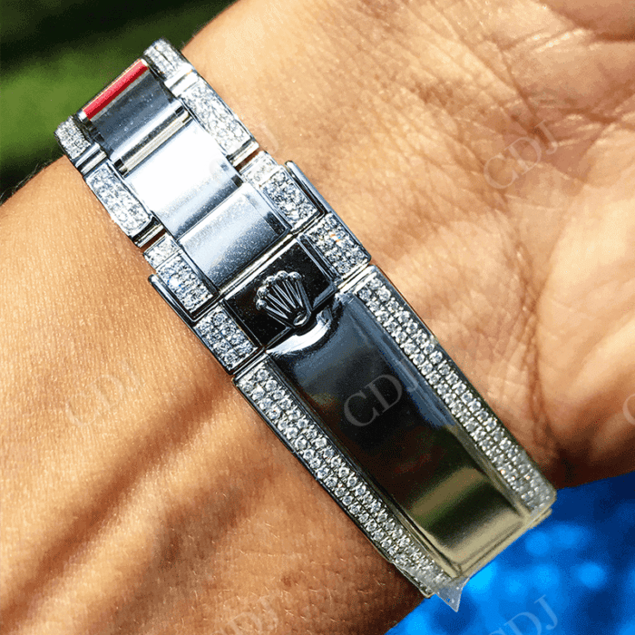 Wholesaler Price Black White Diamond Rolex Watch customdiamjewel