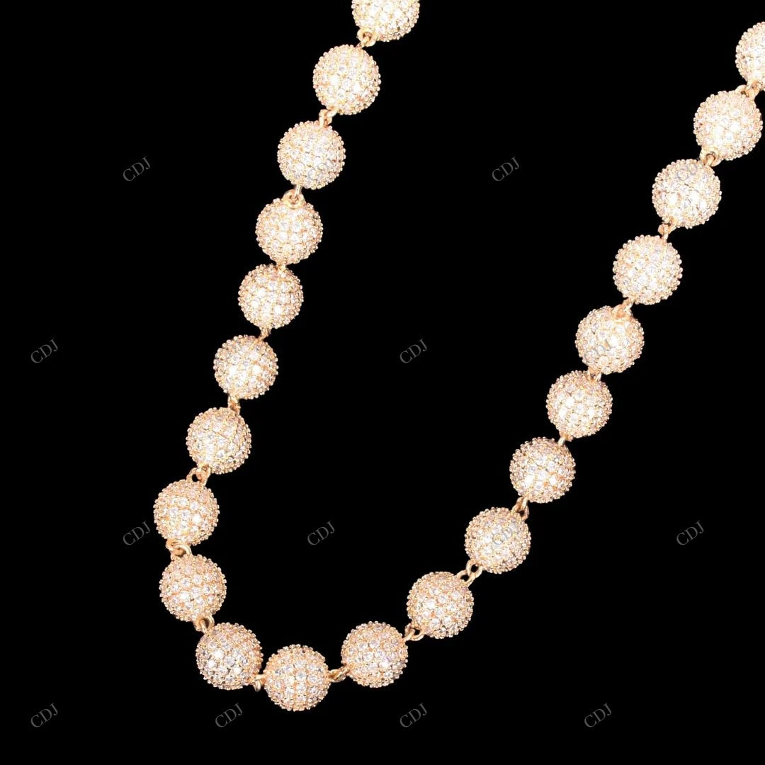 Fully Iced Out Ball Moissanite Chain For Unisex CustomDiamJewel
