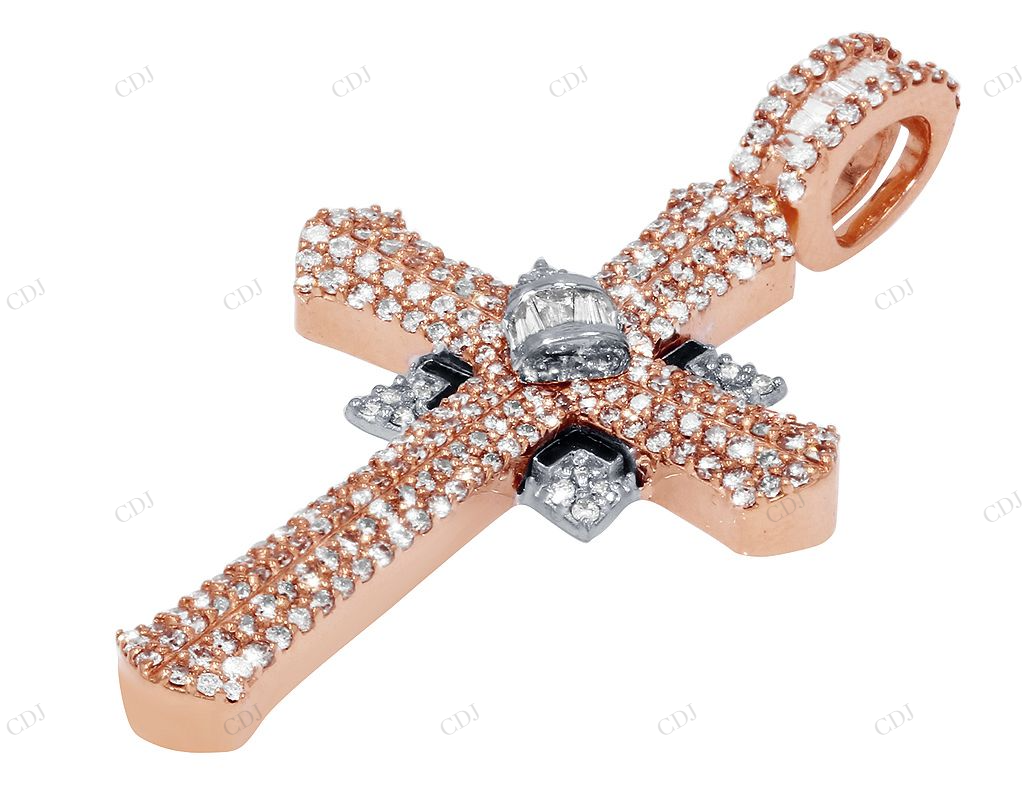 Designer Lab Grown Diamond 10K White Gold Cross Pendant Hip Hop Pendent CustomDiamJewel