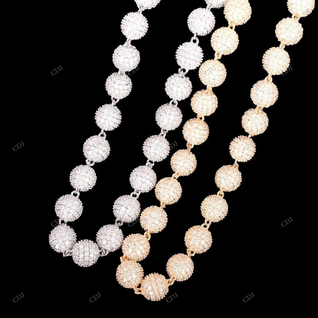 Fully Iced Out Ball Moissanite Chain For Unisex CustomDiamJewel