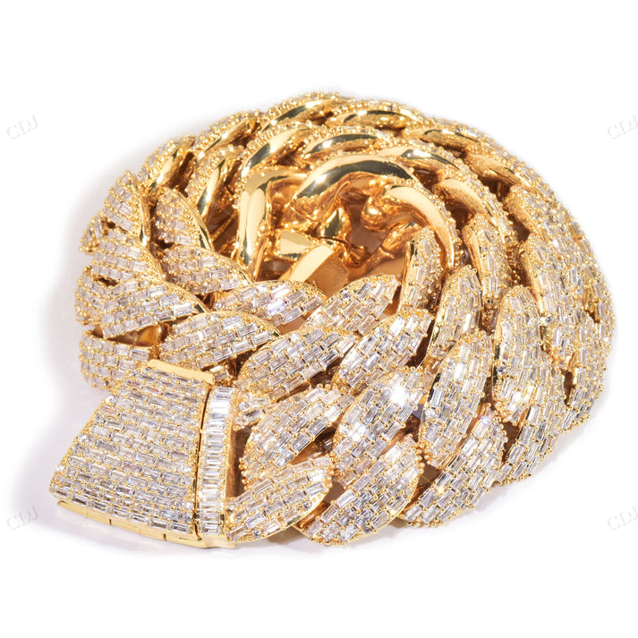 23mm Clustered Baguette Diamond Cuban Link Chain hip hop jewelry CustomDiamJewel