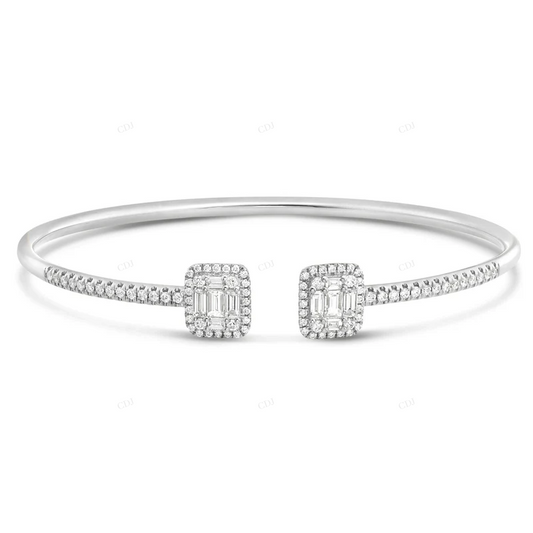 Caliber-Cut Tapered Baguette And Round Diamond Bangel Bracelet CustomDiamJewel