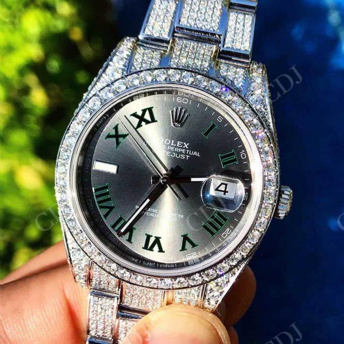 Manufacturers Small Bezel Grey Dial Date Just Rolex Watch customdiamjewel