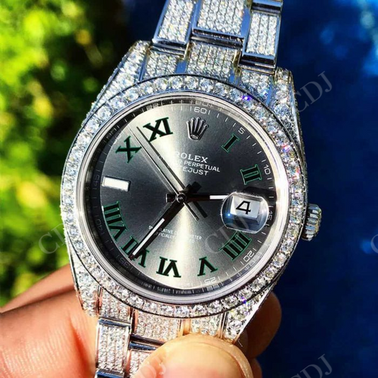 Manufacturers Small Bezel Grey Dial Date Just Rolex Watch customdiamjewel