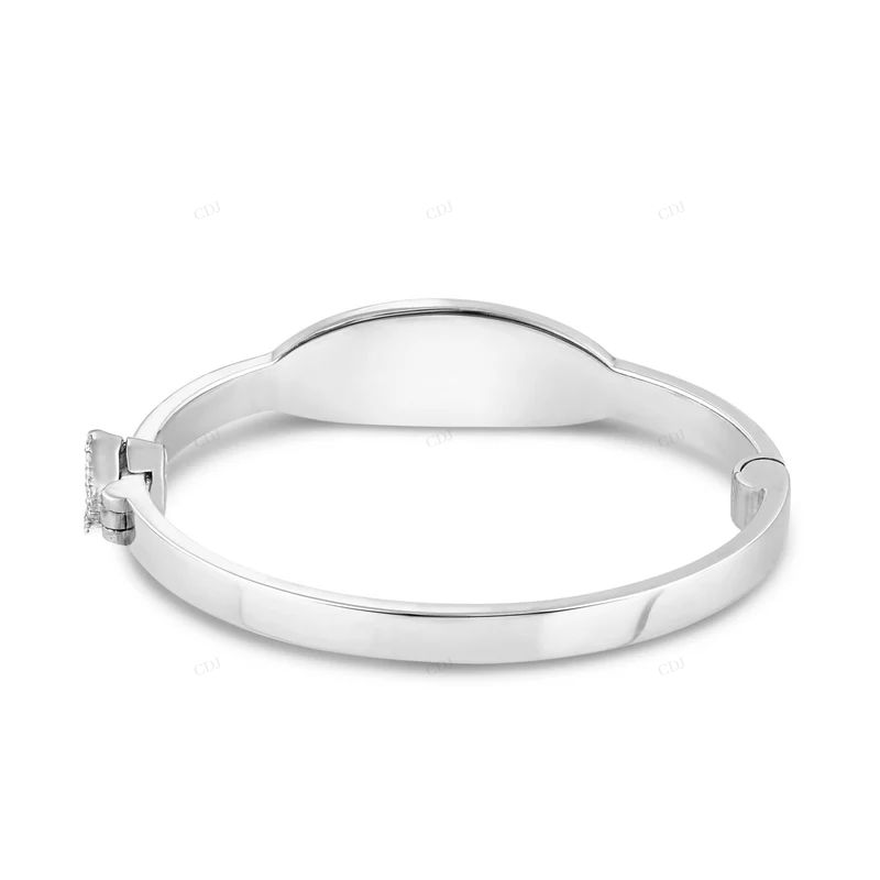 14K Gold Engravable Diamond Oval Baby Bangle Bracelet CustomDiamJewel