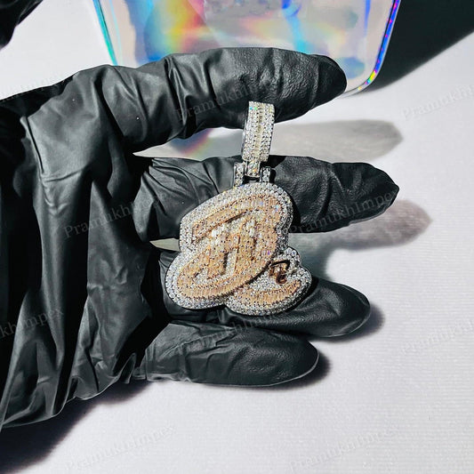 Gold Plated Baguette VVS 925 Sterling Silver Diamond Pendant hip hop jewelry CustomDiamJewel   