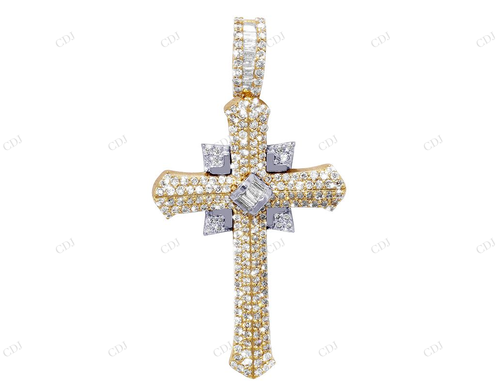 Designer Lab Grown Diamond 10K White Gold Cross Pendant Hip Hop Pendent CustomDiamJewel