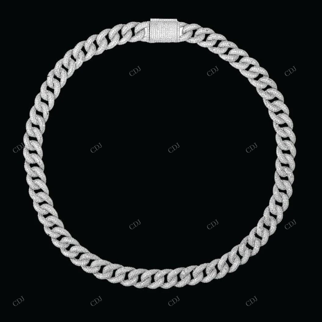 VVS Moissanite Fully Iced Out Cuban Link Chain CustomDiamJewel