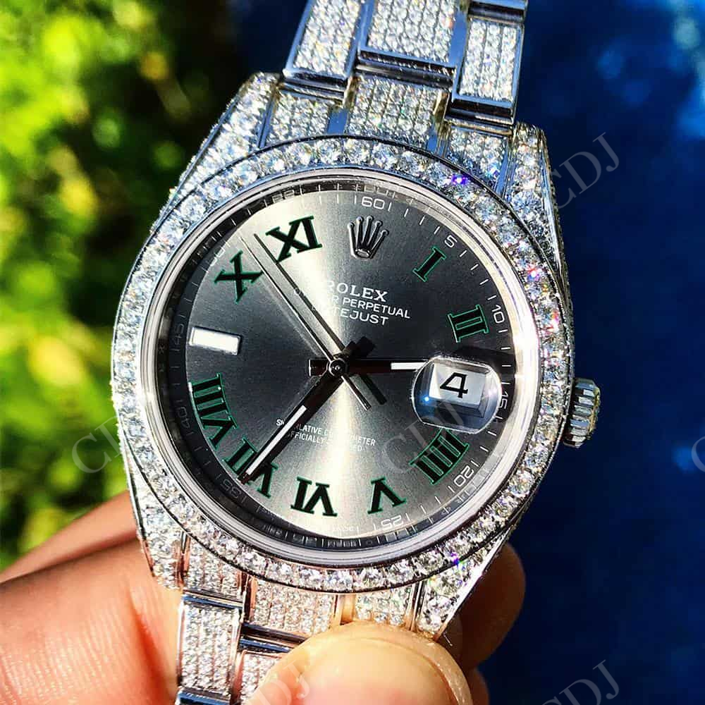 Manufacturers Small Bezel Grey Dial Date Just Rolex Watch customdiamjewel