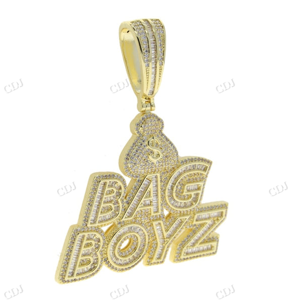 Baguette Moissanite Diamond Letter Bag Boyz Pendant hip hop jewelry CustomDiamJewel