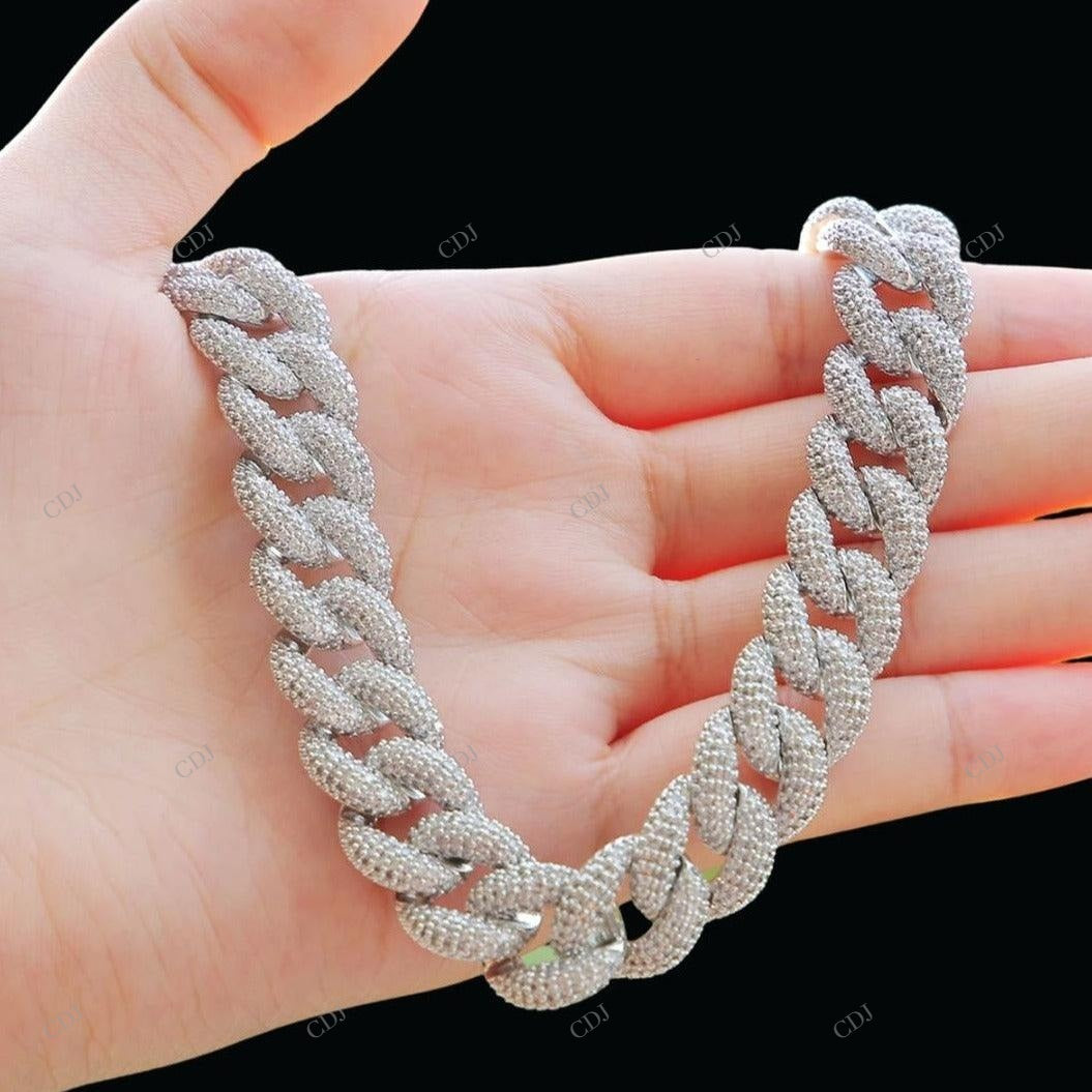 VVS Moissanite Fully Iced Out Cuban Link Chain CustomDiamJewel