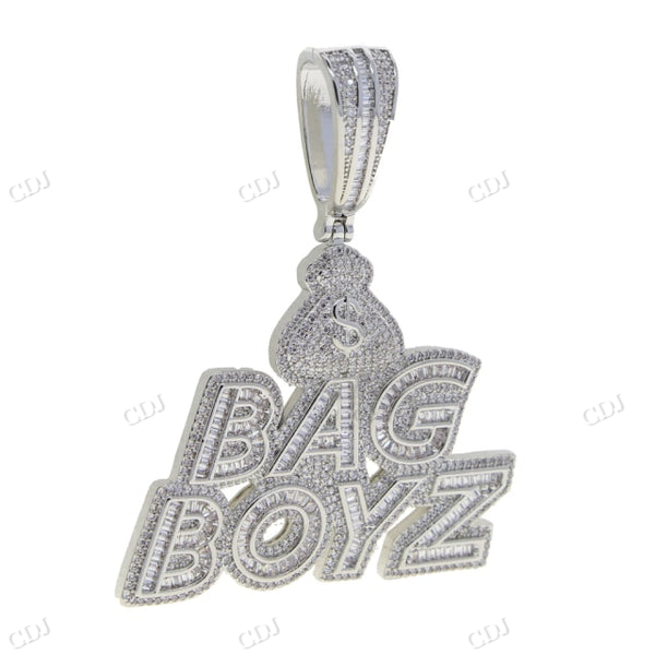 Baguette Moissanite Diamond Letter Bag Boyz Pendant hip hop jewelry CustomDiamJewel