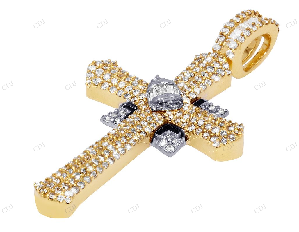 Designer Lab Grown Diamond 10K White Gold Cross Pendant Hip Hop Pendent CustomDiamJewel