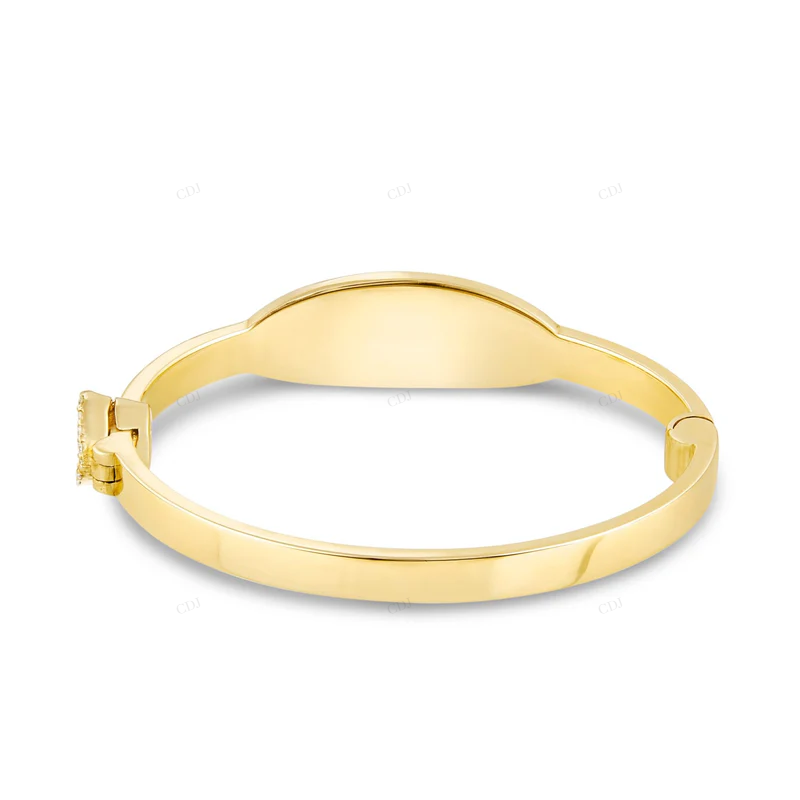 14K Gold Engravable Diamond Oval Baby Bangle Bracelet CustomDiamJewel