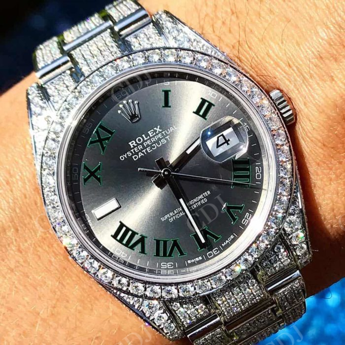 Manufacturers Small Bezel Grey Dial Date Just Rolex Watch customdiamjewel