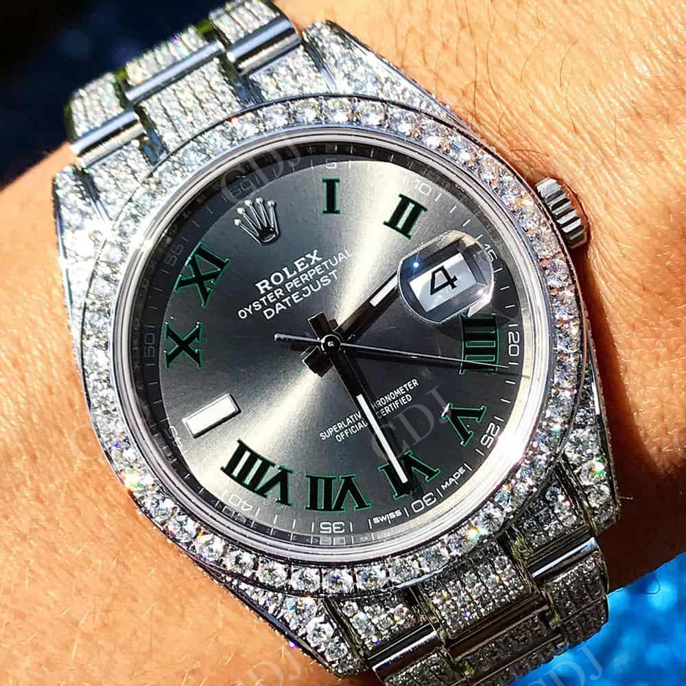 Manufacturers Small Bezel Grey Dial Date Just Rolex Watch customdiamjewel