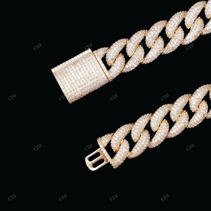 VVS Moissanite Fully Iced Out Cuban Link Chain CustomDiamJewel