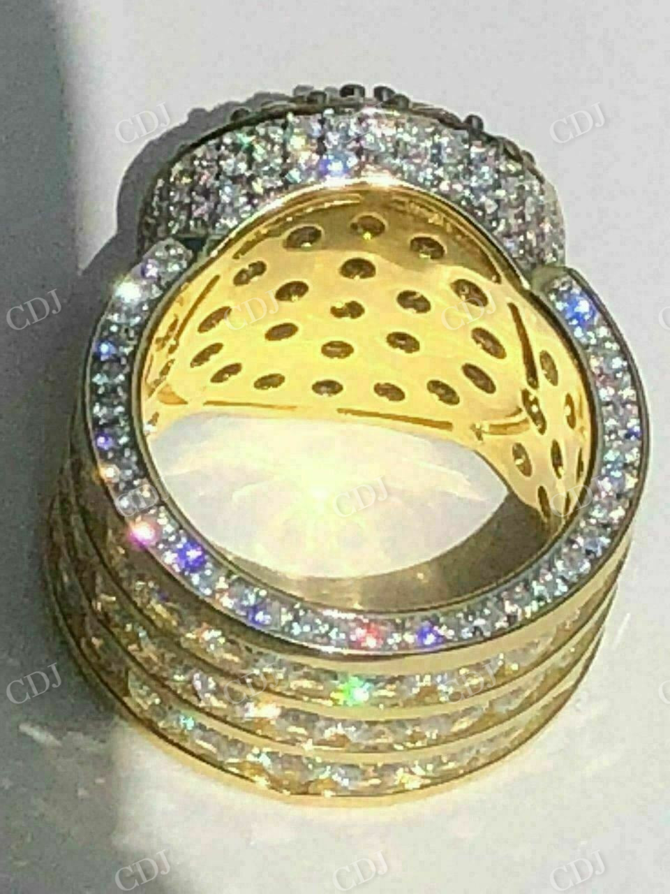 14K Gold Icy Hip Hop Diamond Ring For Men  customdiamjewel   