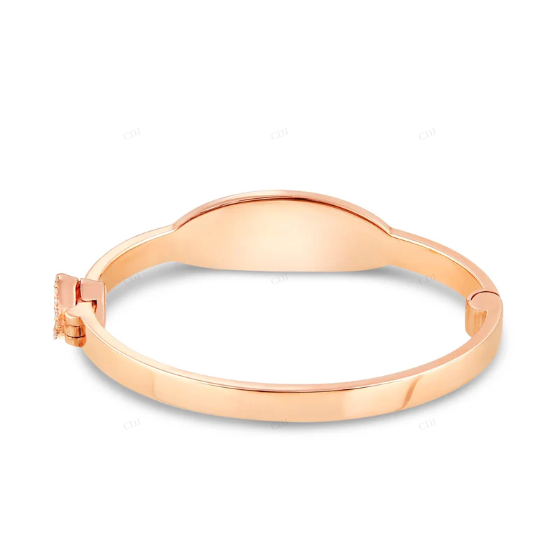 14K Gold Engravable Diamond Oval Baby Bangle Bracelet CustomDiamJewel