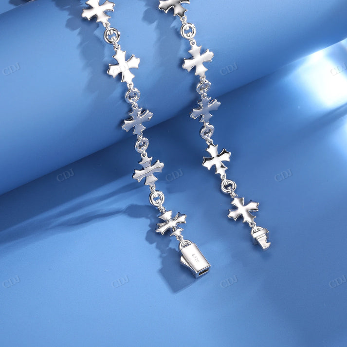 12mm S925 Round Moissanite Flared Cross Link Chain hip hop jewelry CustomDiamJewel