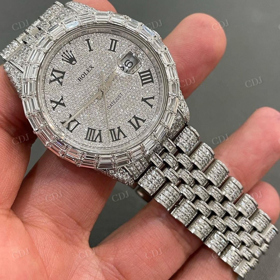 Hip Hop Fully Iced Out Rolex Diamond Custom Moissanite Watch customdiamjewel