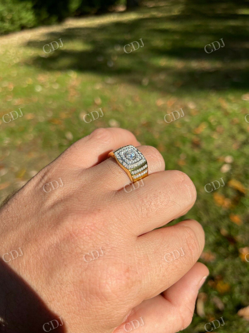 14K Yellow Gold Hip Hop Iced Out Diamond Ring  customdiamjewel   