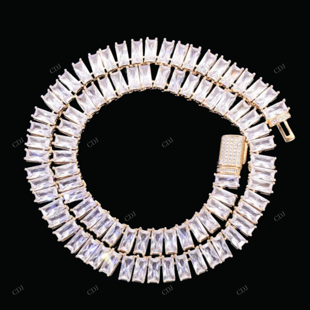 925 Sterling Silver Moissanite Tennis Chain CustomDiamJewel