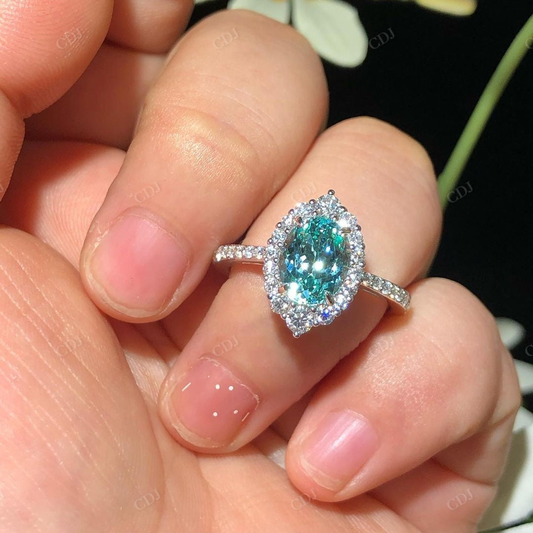Unique Oval Cut Halo Moissanite Proposal Ring customdiamjewel