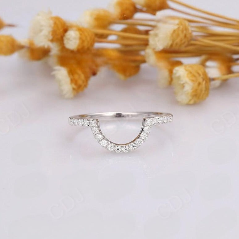 0.42CTW Real Round Cut Diamond U Shape Wedding Band  customdiamjewel 10KT White Gold VVS-EF